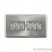 Click Deco Plus DPSC416GY 10AX 6 Gang 2 Way Plate Switch Satin Chrome