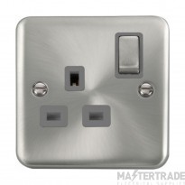 Click Deco Plus DPSC535GY 13A 1 Gang DP Switched Socket Outlet Satin Chrome