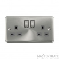 Click Deco Plus DPSC536GY 13A 2 Gang DP Switched Socket Outlet Satin Chrome