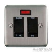 Click Deco Plus Switch DP c/w Neon Sink/Bath Black Insert 20A Stainless Steel