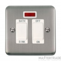 Click Deco Plus Switch DP c/w Neon Sink/Bath White Insert 20A Stainless Steel