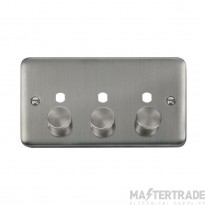 Click Deco Plus DPSS153PL 2 Gang Unfurnished Dimmer Plate & Knobs (1200W Max) - 3 Apertures Stainless Steel
