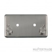 Click Deco Plus DPSS186 2 Gang Unfurnished Dimmer Plate & Knobs (1630W Max) - 2 Apertures Stainless Steel