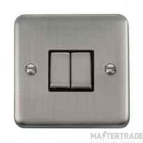 Click Deco Plus DPSS412BK 10AX 2 Gang 2 Way Plate Switch Stainless Steel