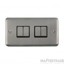 Click Deco Plus DPSS414BK 10AX 4 Gang 2 Way Plate Switch Stainless Steel