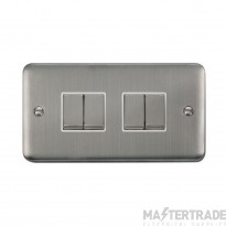Click Deco Plus DPSS414WH 10AX 4 Gang 2 Way Plate Switch Stainless Steel