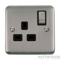 Click Deco Plus DPSS535BK 13A 1 Gang DP Switched Socket Outlet Stainless Steel