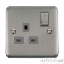 Click Deco Plus DPSS535GY 13A 1 Gang DP Switched Socket Outlet Stainless Steel