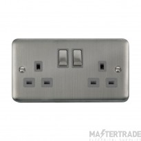 Click Deco Plus DPSS536GY 13A 2 Gang DP Switched Socket Outlet Stainless Steel