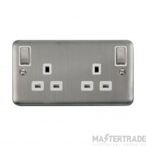 Click Deco Plus DPSS836WH 13A 2 Gang DP Switched Socket Outlet Stainless Steel