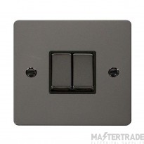 Click Define Plate Switch 2 Gang Way Black Insert 10A Nickel