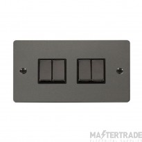 Click Define Plate Switch 4 Gang 2 Way Black Insert 10A Nickel