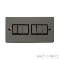 Click Define Plate Switch 6 Gang 2 Way Black Insert 10A Nickel