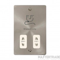 Click Define Shaver Socket White Insert 115/230V Brushed Stainless