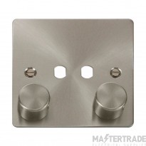 Click Define FPBS152PL 1 Gang Unfurnished Dimmer Plate & Knobs (800W Max) - 2 Apertures Brushed Stainless