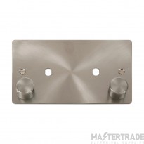 Click Define FPBS186 2 Gang Unfurnished Dimmer Plate & Knobs (1630W Max) - 2 Apertures Brushed Stainless