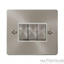 Click Define FPBS413WH 10AX 3 Gang 2 Way Plate Switch Brushed Stainless
