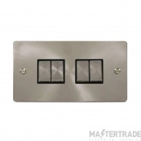 Click Define FPBS414BK 10AX 4 Gang 2 Way Plate Switch Brushed Stainless