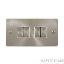 Click Define FPBS414WH 10AX 4 Gang 2 Way Plate Switch Brushed Stainless