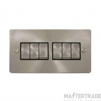 Click Define FPBS416BK 10AX 6 Gang 2 Way Plate Switch Brushed Stainless