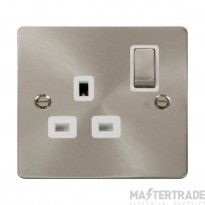 Click Define FPBS535WH 13A 1 Gang DP Switched Socket Outlet Brushed Stainless