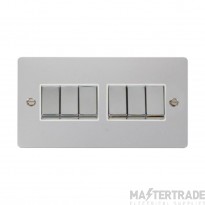 Click Define FPCH416WH 10AX 6 Gang 2 Way Plate Switch Chrome