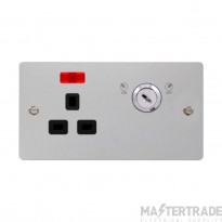 Click Define FPCH655BK 13A 1 Gang DP Key Lockable Switched Socket With Neon (Double Plate) Chrome
