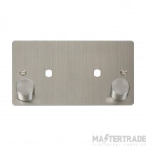Click Define FPSS186 2 Gang Unfurnished Dimmer Plate & Knobs (1630W Max) - 2 Apertures Stainless Steel