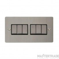 Click Define FPSS416BK 10AX 6 Gang 2 Way Plate Switch Stainless Steel