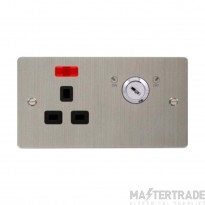 Click Define FPSS655BK 13A 1 Gang DP Key Lockable Switched Socket With Neon (Double Plate) Stainless Steel