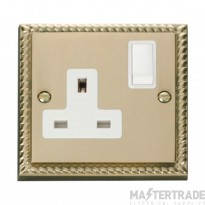 Click Deco GCBR035WH 13A 1 Gang DP Switched Socket Outlet Georgian Brass