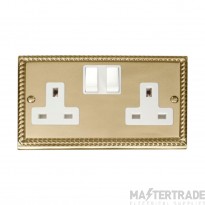 Click Deco GCBR036WH 13A 2 Gang DP Switched Socket Outlet Georgian Brass