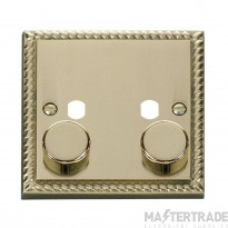 Click Deco GCBR152PL 1 Gang Unfurnished Dimmer Plate & Knobs (800W Max) - 2 Apertures Georgian Brass