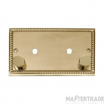 Click Deco GCBR186 2 Gang Unfurnished Dimmer Plate & Knobs (1630W Max) - 2 Apertures Georgian Brass