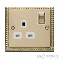 Click Deco GCBR535WH 13A 1 Gang DP Switched Socket Outlet Georgian Brass