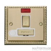 Click Deco GCBR552WH 13A DP Switched FCU With Neon & Optional Flex Outlet Georgian Brass