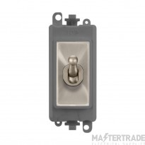 Click Module Double Pole Toggle Switch Grey Insert 20AX Brushed Stainless