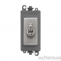 Click Module Double Pole Toggle Switch Grey Insert 20AX Stainless Steel
