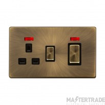 Definity SFAB505BK 50A 2 Gang DP Switch With 13A DP Switched Socket Outlet & Neons