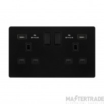 Definity SFBK780BK 13A 2 Gang Switched Socket Outlet With Twin 2.1A USB Outlets