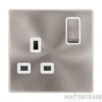 Click SFBS1535PW Definity Ingot 1 Gang DP Switched Socket 3P Safety Shutter 13A Polar White/Brushed Stainless