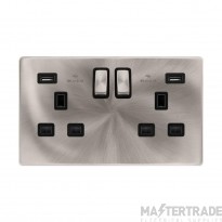 Definity SFBS580BK 13A 2 Gang Switched Socket Outlet With Twin 2.1A USB Outlets