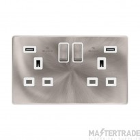 Definity SFBS580PW 13A 2 Gang Switched Socket Outlet With Twin 2.1A USB Outlets