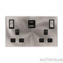Definity SFBS586BK 13A 2 Gang Switched Socket Outlet With Type A & C USB (4.2A) Outlets