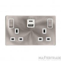 Definity SFBS586PW 13A 2 Gang Switched Socket Outlet With Type A & C USB (4.2A) Outlets