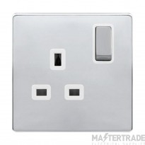 Click SFCH1535PW Definity Ingot 1 Gang DP Switched Socket 3P Safety Shutter 13A Polar White/Polished Chrome