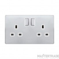Click SFCH1536PW Definity Ingot 2 Gang DP Switched Socket 3P Safety Shutter 13A Polar White/Polished Chrome