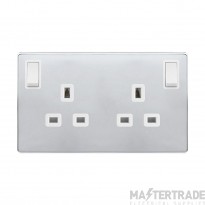 Click SFCH1836PW Definity Ingot 2 Gang DP OB Switched Socket 3P Safety Shutter 13A Polar White/Polished Chrome