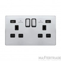 Definity SFCH580BK 13A 2 Gang Switched Socket Outlet With Twin 2.1A USB Outlets
