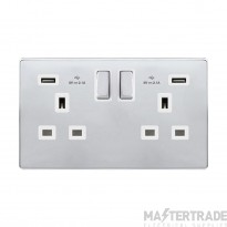 Definity SFCH580PW 13A 2 Gang Switched Socket Outlet With Twin 2.1A USB Outlets